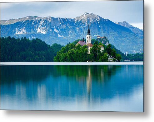 Bled Metal Print featuring the photograph Lake Bled Island church by Ian Middleton