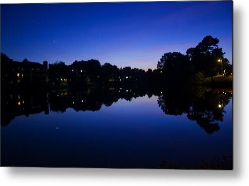 Dusk Image Metal Print featuring the photograph Lake Reflection At Dusk by Flees Photos