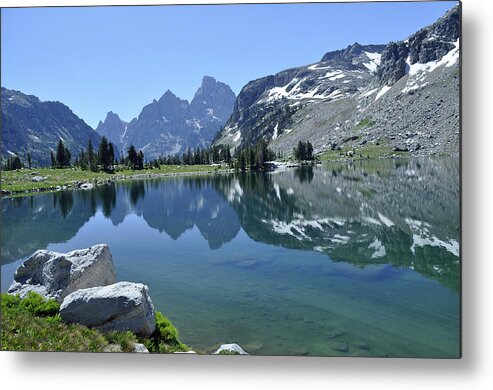 Lake Solitude Metal Print featuring the photograph Lake Solitude Shore in Grand Teton National Park by Bruce Gourley