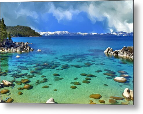 Lake Tahoe Metal Print featuring the painting Lake Tahoe Cove by Dominic Piperata