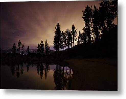 Astrophotography Metal Print featuring the photograph Lake Tahoe Sand Harbor Silhouette by Scott McGuire