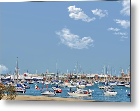 Navy Metal Print featuring the photograph Lakefront Chicago by Alexandra Till