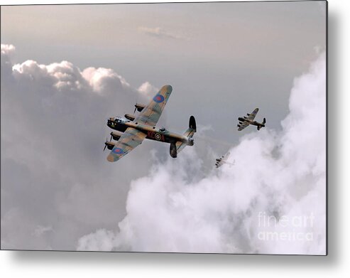 Lancaster Metal Print featuring the digital art Lancasters Forming Up by Airpower Art