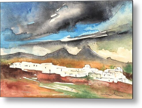 Travel Metal Print featuring the painting Landscape of Lanzarote 01 by Miki De Goodaboom