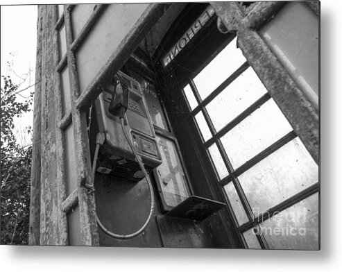 Telephone Box Disrepair Bygone Age Metal Print featuring the photograph Last chance to call by Keith Douglas
