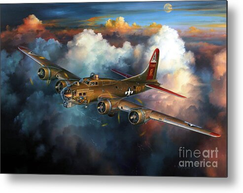 Aviation Art Metal Print featuring the painting Last Flight For Nine-O-Nine by Randy Green