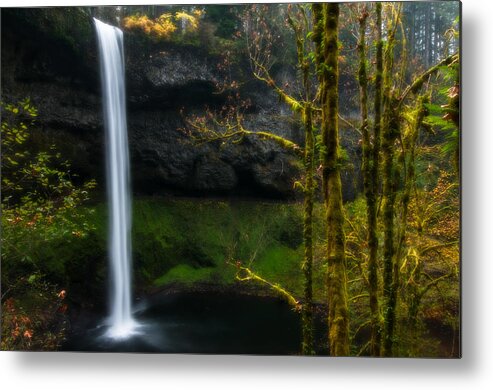 Waterfall Metal Print featuring the photograph Late Autumn at Silver Falls by Larry Goss