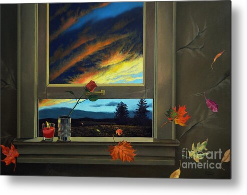 Rose Metal Print featuring the painting Late Autumn Breeze by Christopher Shellhammer by Christopher Shellhammer