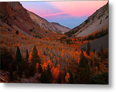 Fall Metal Print featuring the photograph Late autumn sunset at Lundy Canyon in the Eastern Sierras by Jetson Nguyen