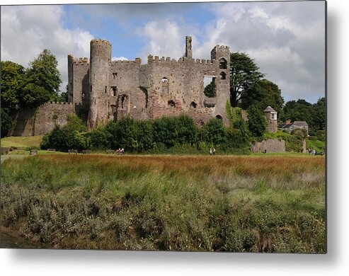 Castle Metal Print featuring the photograph Laugharne Castle by Jeremy Voisey