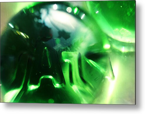 Glass Metal Print featuring the photograph Lavazza Green Abstract by Jenny Rainbow