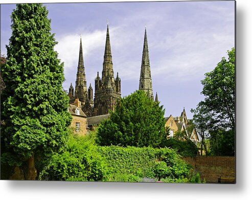 Lichfield Metal Print featuring the photograph Lichfield Cathedral from the Garden by Rod Johnson