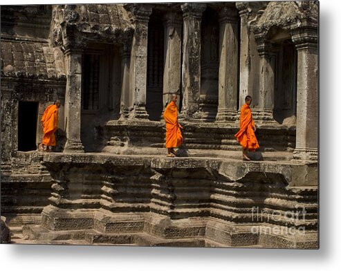 Monks Metal Print featuring the photograph Life At Ankor by J L Woody Wooden