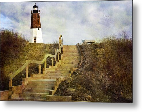 Steps Metal Print featuring the photograph Light At The Top by Cathy Kovarik