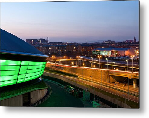 Cityscape Metal Print featuring the photograph Light trails on the expressway by Stephen Taylor