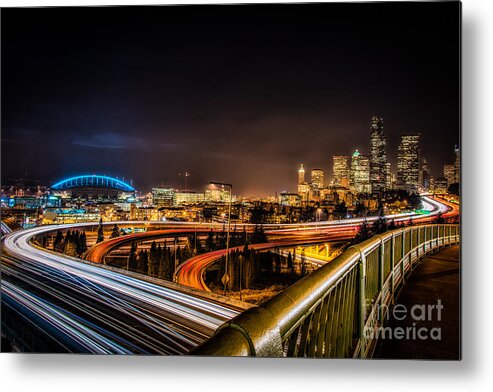 Seattle Metal Print featuring the photograph Light Travel by Jennifer Magallon