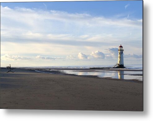  Silver Man Metal Print featuring the photograph Lighthouse at Talacre by Spikey Mouse Photography