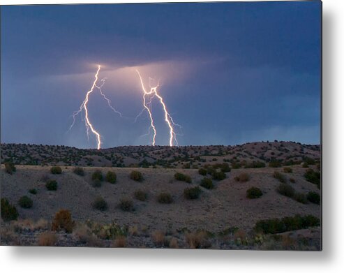 Lightning Metal Print featuring the photograph Lightning Dance over the New Mexico Desert by Mary Lee Dereske