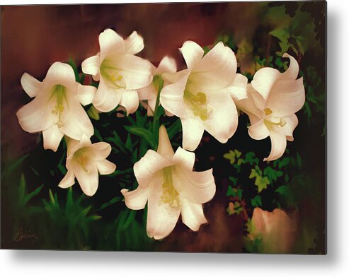 Lilies Metal Print featuring the photograph Lilies Aglow by Bonnie Willis