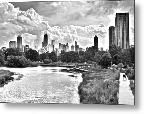 Chicago Metal Print featuring the photograph Lincoln Park Black and White by Frozen in Time Fine Art Photography