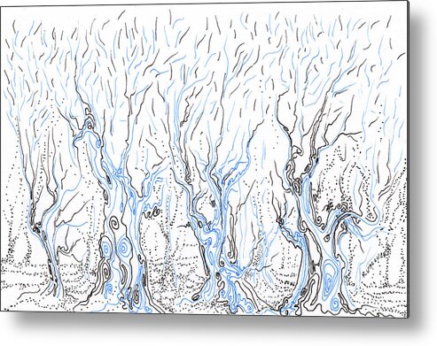  Abstract Metal Print featuring the drawing Line Forest by Regina Valluzzi