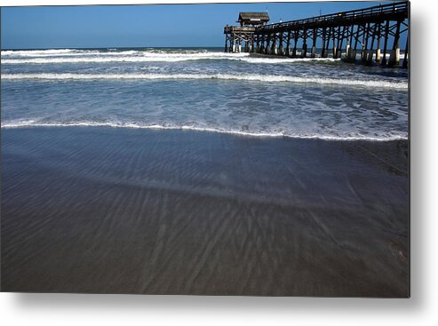 Cocoa Beach Pier Metal Print featuring the photograph Lines In The Sand by Debbie Oppermann