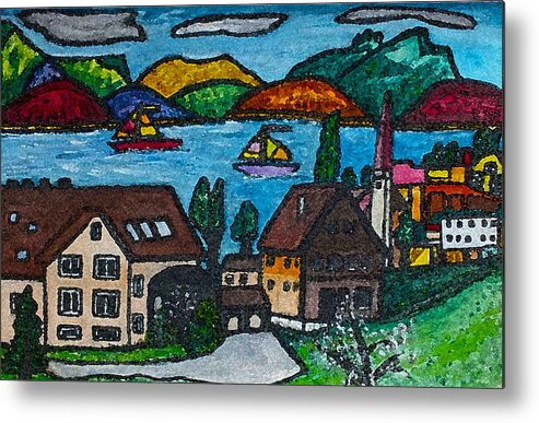 Swiss Metal Print featuring the painting Little Bit Of Swiss by Monica Engeler