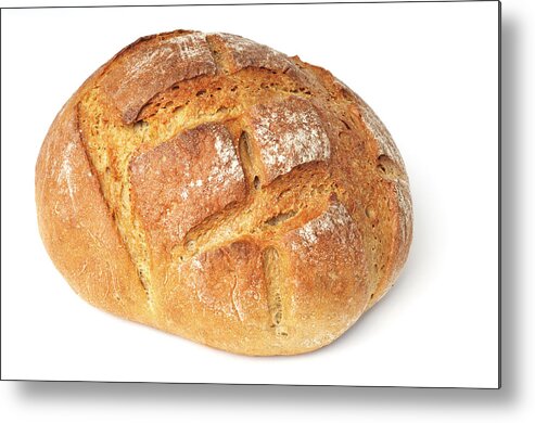 Bread Metal Print featuring the photograph Loaf of bread on white by Matthias Hauser