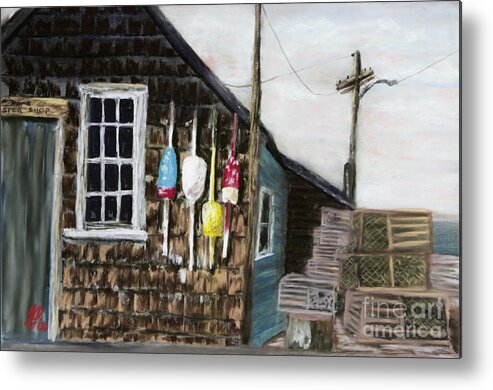 Lobster Metal Print featuring the pastel Lobster Shack 3 by Francois Lamothe
