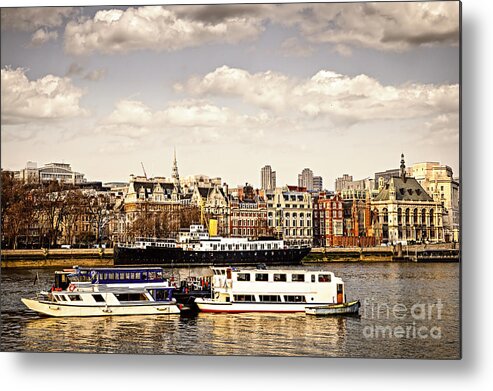 London Metal Print featuring the photograph London from Thames river by Elena Elisseeva