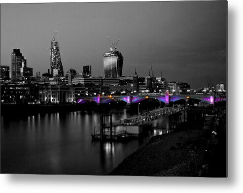 London Metal Print featuring the photograph London Thames Bridges BW by David French