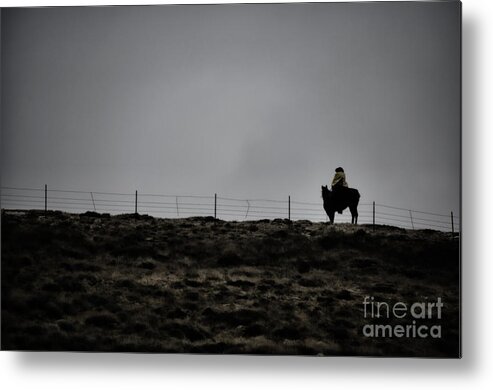 Dawn Metal Print featuring the photograph Lone Cowboy by Donna Greene