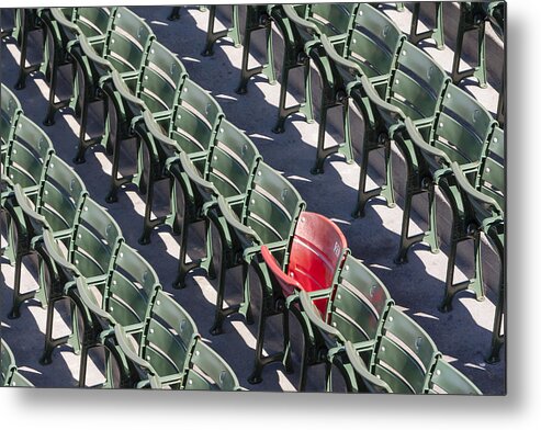 #21 Metal Print featuring the photograph Lone Red Number 21 Fenway Park by Susan Candelario