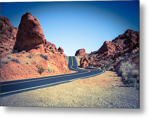 Lonely Metal Print featuring the photograph Lonely Southwestern Road by Laura Palmer