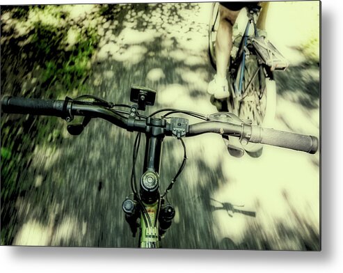 Look Mom No Hands Metal Print featuring the photograph Look Mom No Hands by Karol Livote