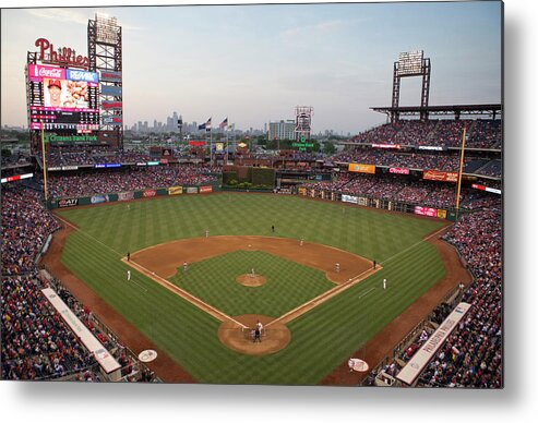 American League Baseball Metal Print featuring the photograph Los Angeles Angels Of Anaheim V by Mitchell Leff