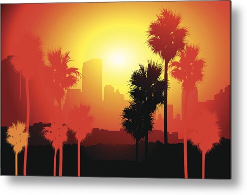 Scenics Metal Print featuring the drawing Los Angeles sunset by Nico_blue