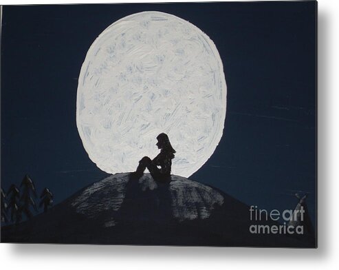 Silhouette Metal Print featuring the painting Lost in Thought by Caroline Reyes