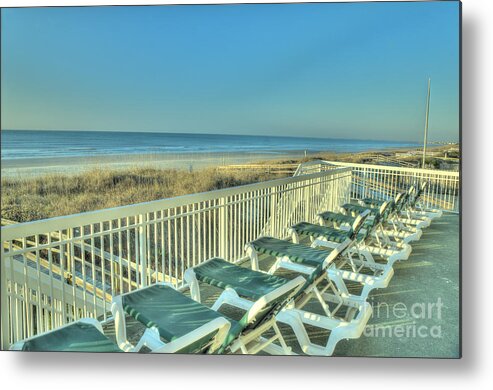South Metal Print featuring the photograph Lounge Chairs Overlooking Beach by Ules Barnwell
