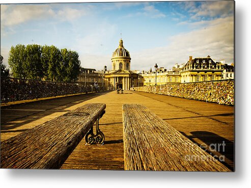 Locks Metal Print featuring the photograph Love Lock Bridge in Paris by Mary Jane Armstrong