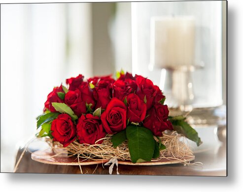 Red Roses Metal Print featuring the photograph Love Message II by Jenny Rainbow