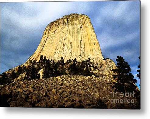 Travelpixpro Devils Tower Metal Print featuring the digital art Low Angle Devils Tower National Monument Wyoming USA Fresco by Shawn O'Brien