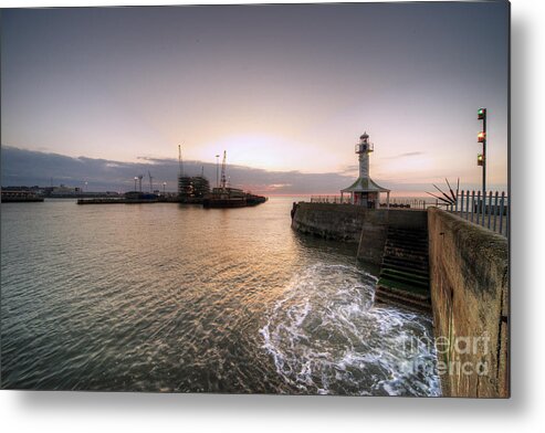 Lowestoft Metal Print featuring the photograph Lowestoft Harbour at dawn by Rob Hawkins