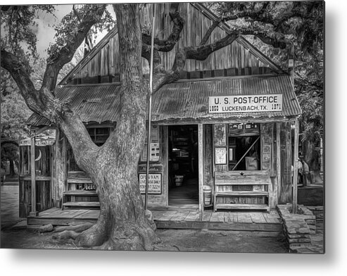 Luckenbach Metal Print featuring the photograph Luckenbach 2 Black and White by Scott Norris