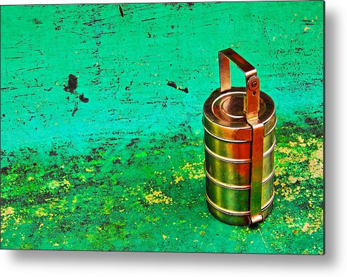 Green Metal Print featuring the photograph Lunch Box by Prakash Ghai