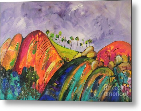 Landscape Metal Print featuring the painting Magical Mountains by Lyn Olsen