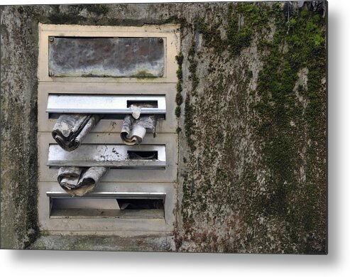 Letterbox Metal Print featuring the photograph Mailbox with old newspapers by Matthias Hauser