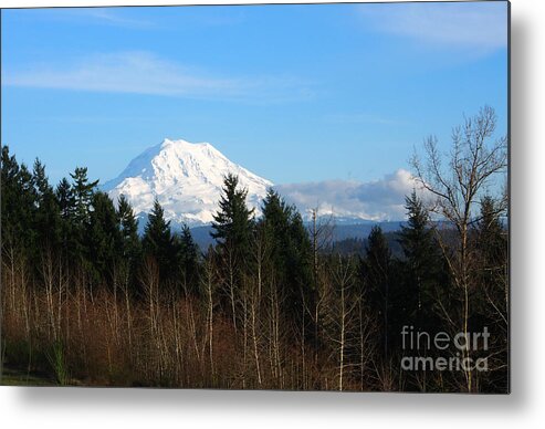 Mountain Metal Print featuring the photograph Majestic Mount Rainier by Jacklyn Duryea Fraizer