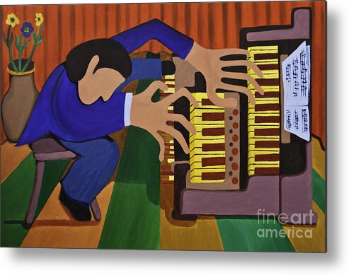 Organ Metal Print featuring the painting The Organist by James Lavott