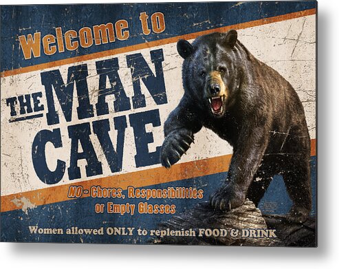 Jeff Wack Metal Print featuring the painting Man Cave Balck Bear by JQ Licensing